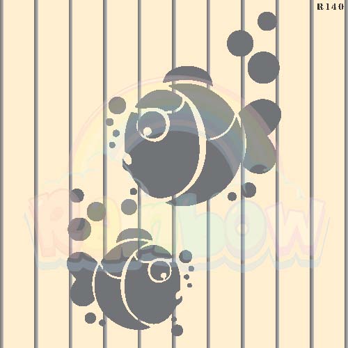 R140_Fishes Wall Stencil