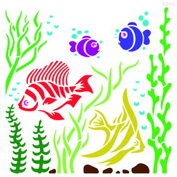 R368_Sea Animals Wall Stencil