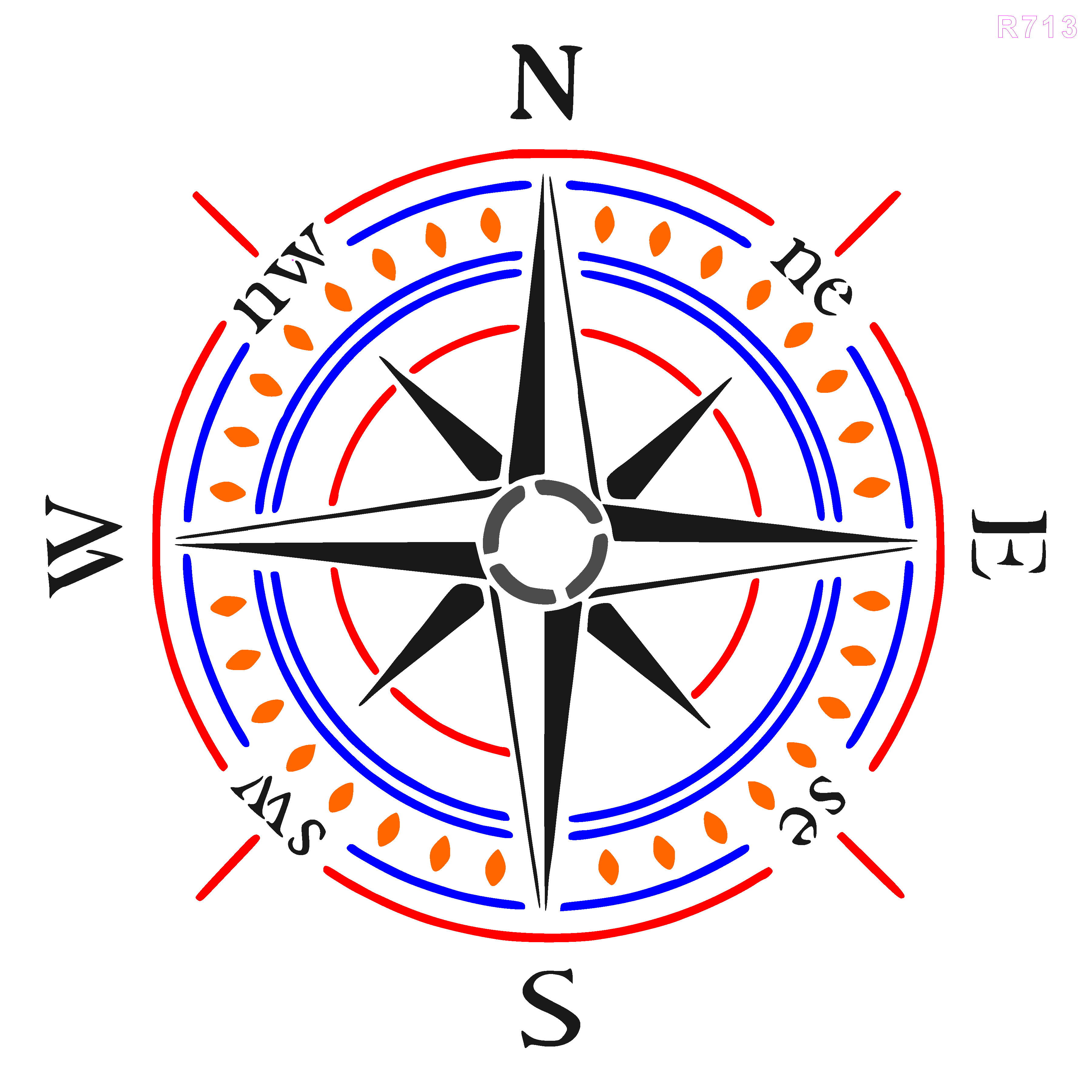 R713_Compass Wall Stencil