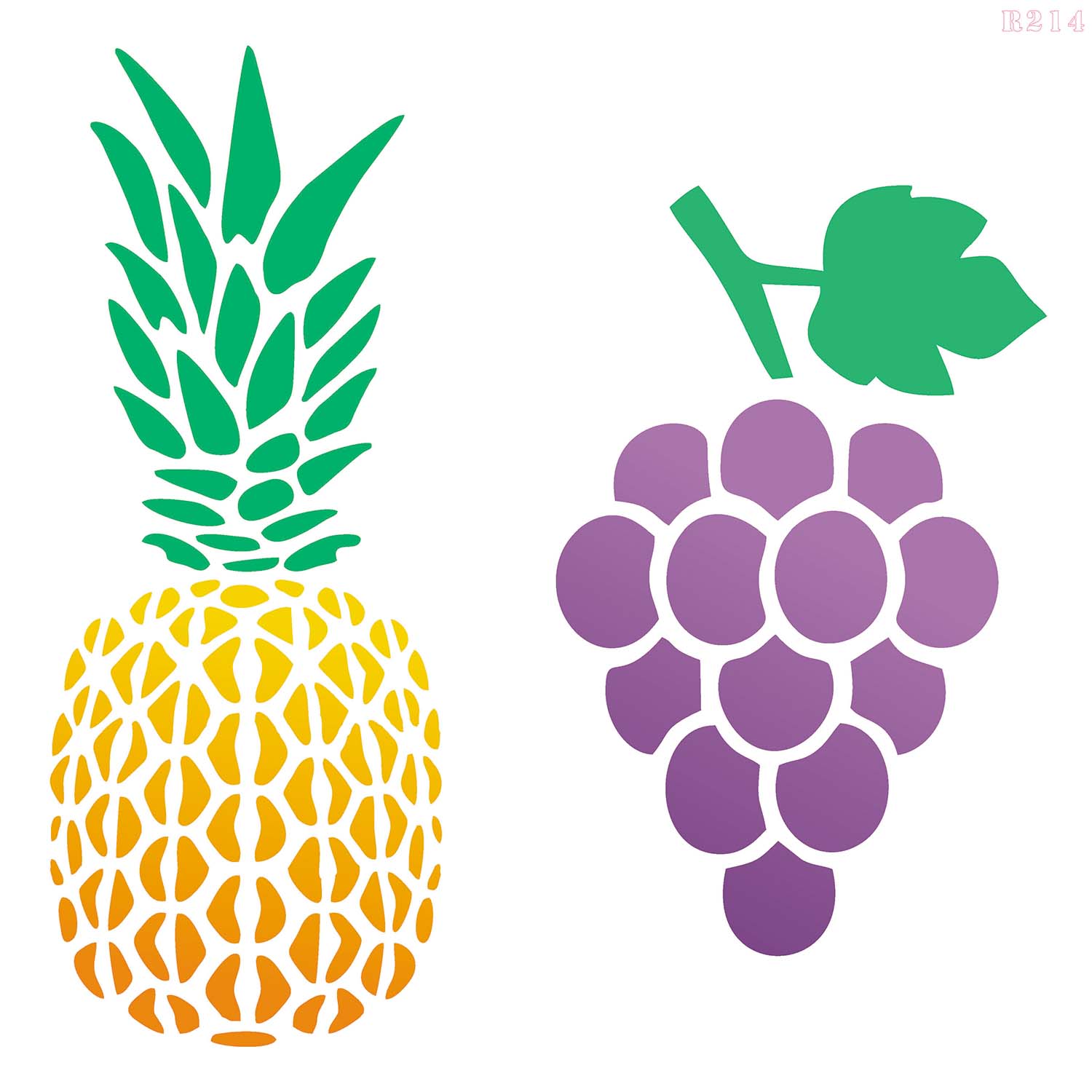 R214_Pineapple&Grapes Wall Stencil