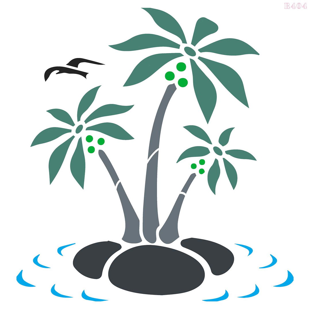 R404_Coconut Tree Wall Stencil