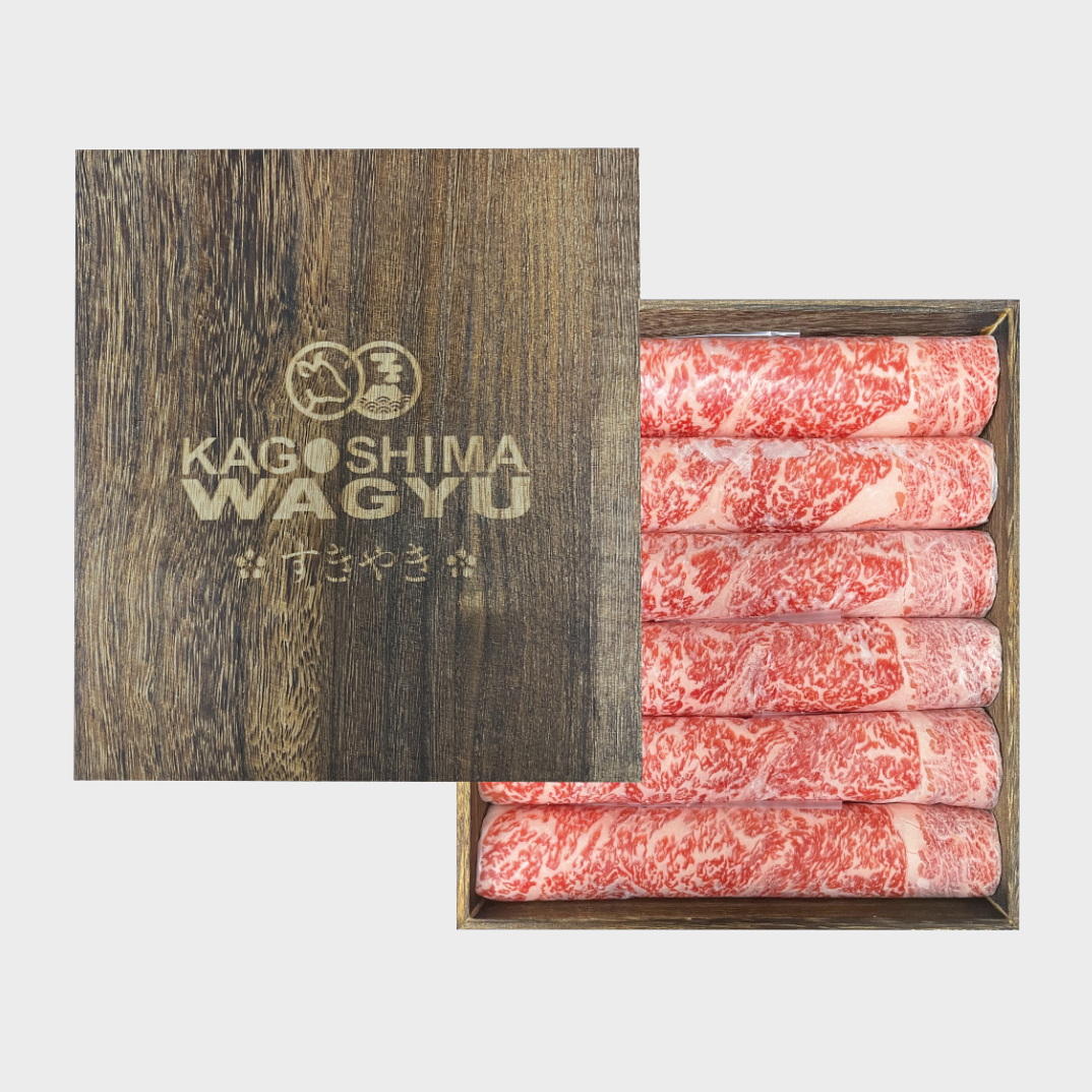 日本A5和牛肉眼(木盒裝6片壽喜燒)  Japanese Kagoshima A5 Wagyu Ribeye (6 Sukiyaki Slices in wood box) 350g_0