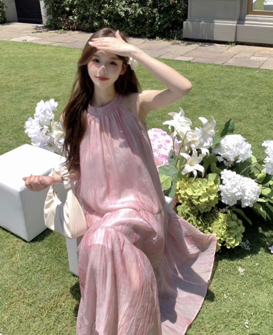 Pink neckholder dress