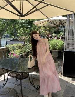 Pink neckholder dress