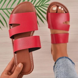 Brown, Red, White, Black Leather Sandals