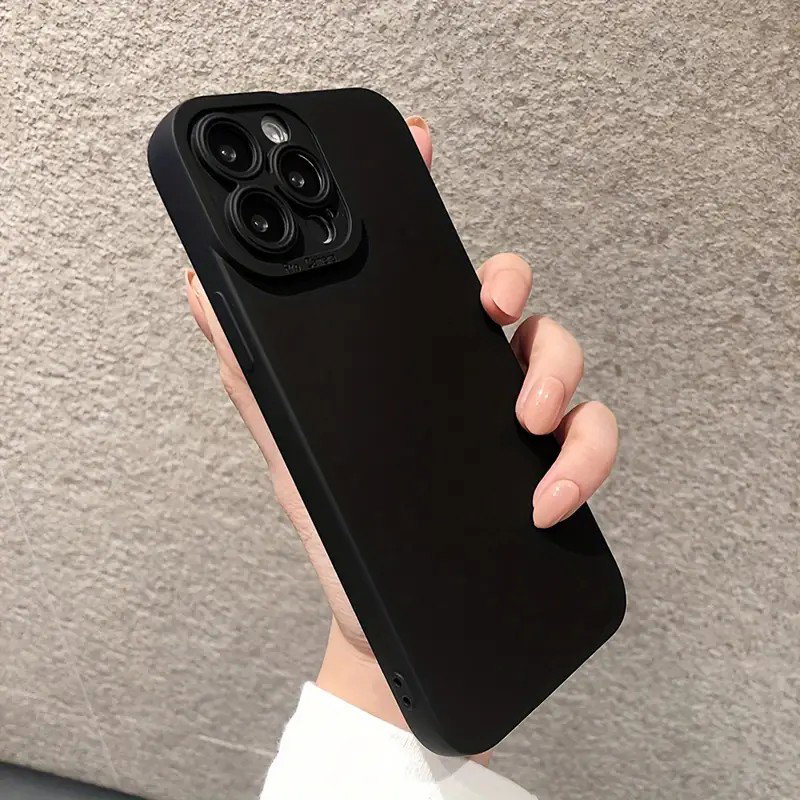 Pure Black Silicone Phone Case For IPhone 15 Pro Max / Black
