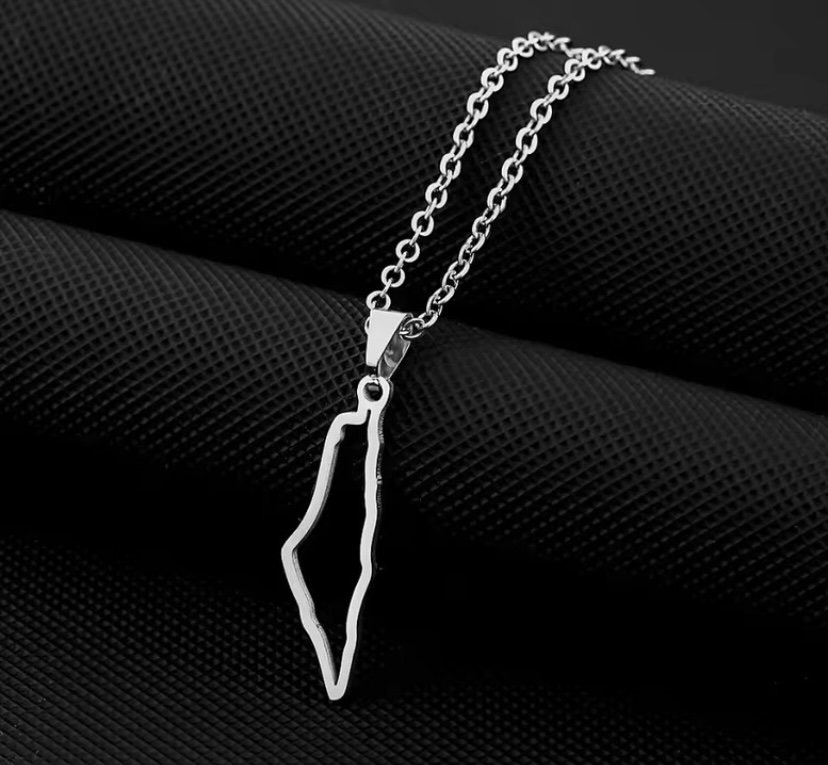 hollow palestine map pendant