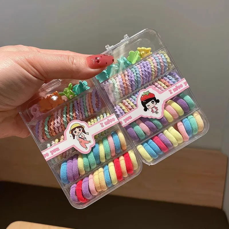 64 Pcs Kids Rubber Band With 5 Clips 500/-