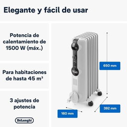 De'Longhi Oil Heater,1500W, 6 Fins