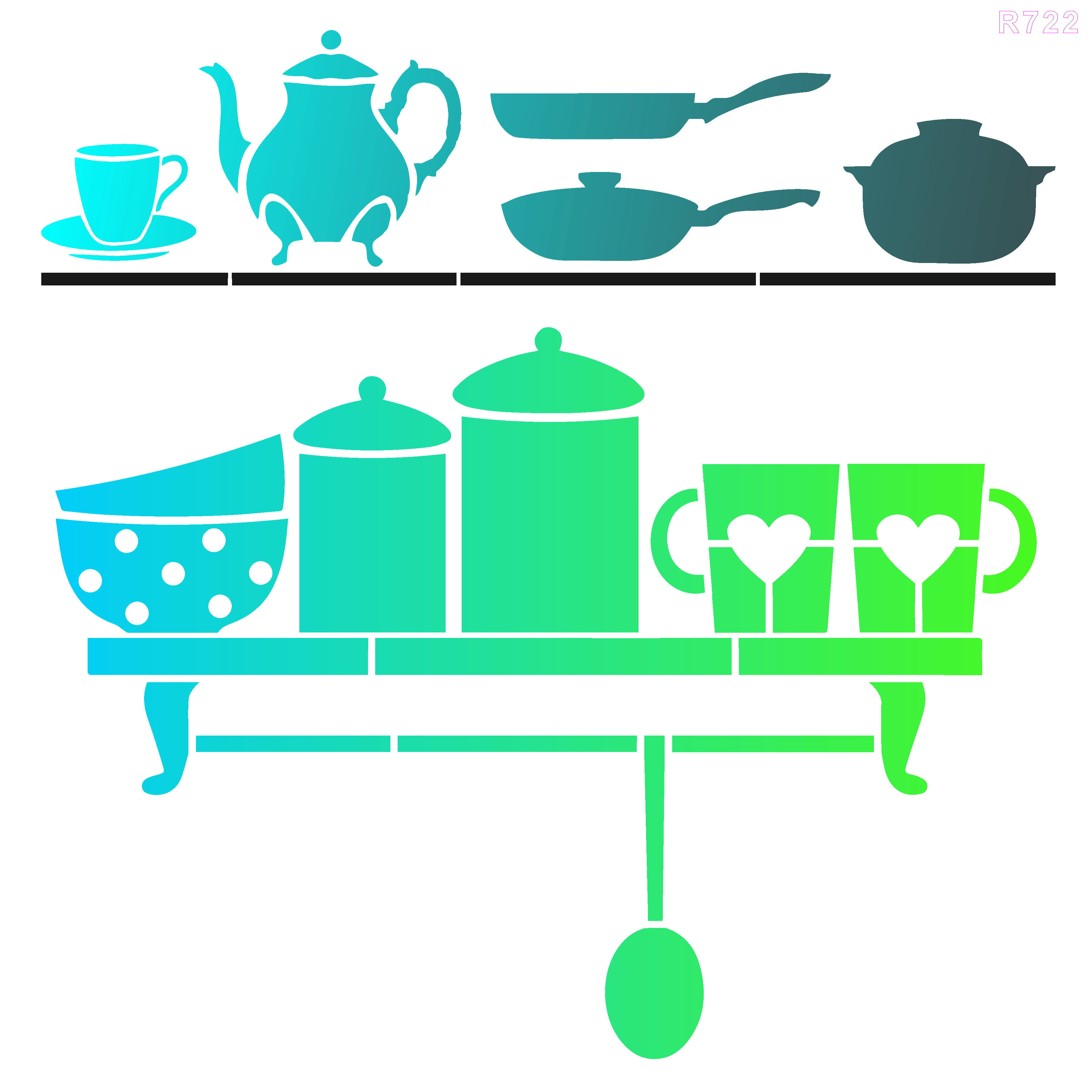 R722_Chicken Items Wall Stencil