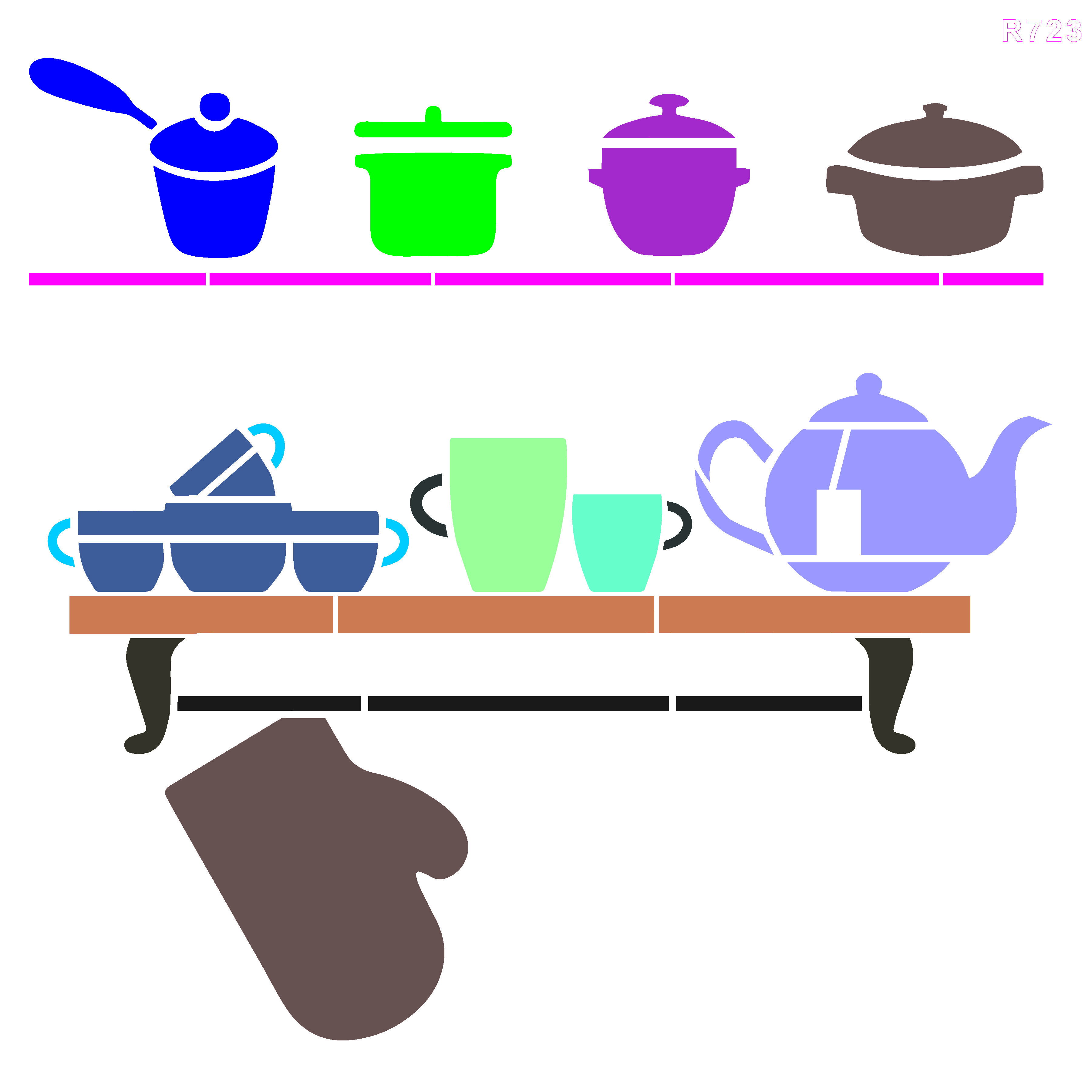 R723_Chicken Items Wall Stencil