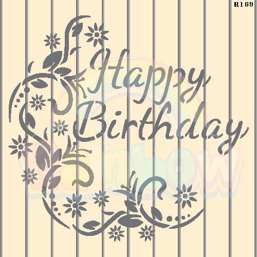 R169_Happy Birthday Wall Stencil