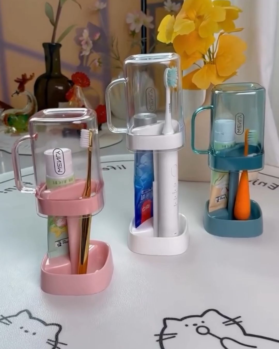 Adjustable Toothbrush Holder With Gargle Cup_0