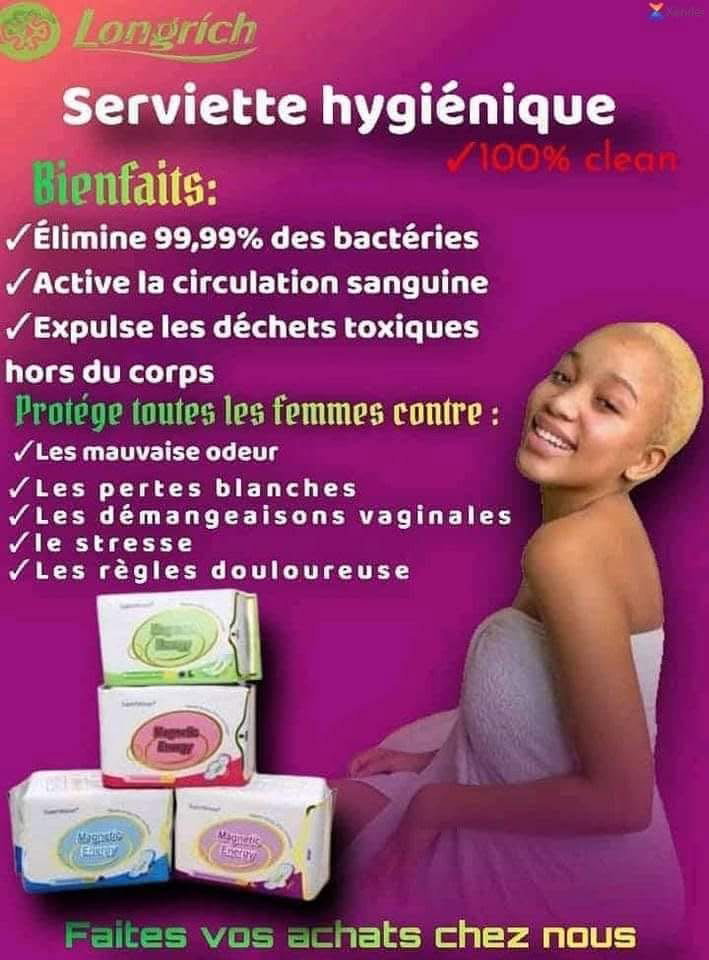 Serviettes hygiéniques/carton (19 pièces) ( guérit les infections vaginales) Protège slip/carton (16 pièces) (Avec anion, guérit les infections vaginales)_11