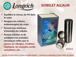 Le gobelet alcalin Longrich est assez spécial. Il transforme toute eau, acide ou neutre en une eau alcaline ionisée de pH 7,45 à 8 saine et potable.  Assure un approvisionnement en eau purifiée et un pH équilibré tout le temps grâce à l’élimination de l’excès Il élimine le chlore et les métaux nocifs Une enquête menée par l’OMS a révélé que près de 80% des maladies humaines sont dues à l’eau potable impure.  Boire de l’eau alcaline ionisée contribue au maintien de l’équilibre acide/basique dans notre corps. Le niveau d’alcalinité est en effet très important, car les recherches ont déjà prouvé que les bactéries et maladies ne peuvent pas survivre dans un état alcalin, mais qu’elles ont tendance à prospérer dans un environnement acide.
