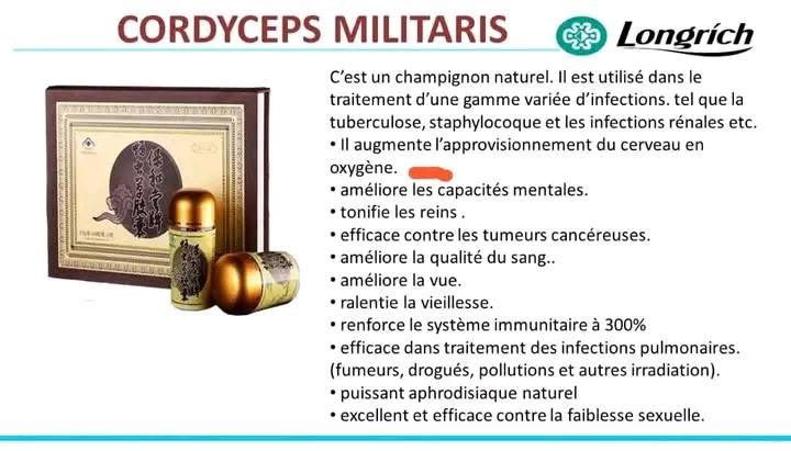 Excellent pour les poumons, les reins, le foie et le coeur. Stimule la performance sexuelle et le nombre de spermatozoïdes des hommes. Efficace dans le traitement des tumeurs bénignes et malignes. Inhibe la propagation des organismes pathogènes. Ravive les cellules mortes, nourrit la cellule et protège la cellule. Régule la pression artérielle et la glycémie.