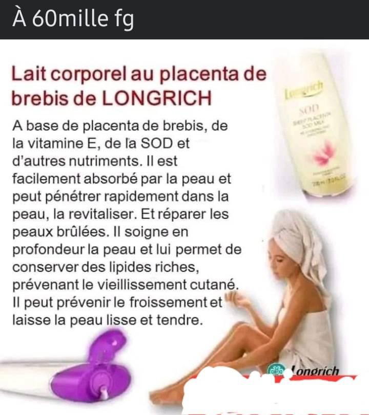 Lait de corps (placenta de mouton) 200ml (N’éclaircie pas, ne noircie pas, maintient un teint naturel ; fait briller la peau)_8