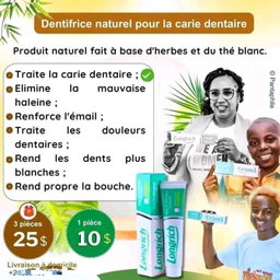 Pâte dentifrice thé blanc 200g (Formule Sans fluor : contre maux de dents, mauvaise haleine, saignement des gencives, caries,...)