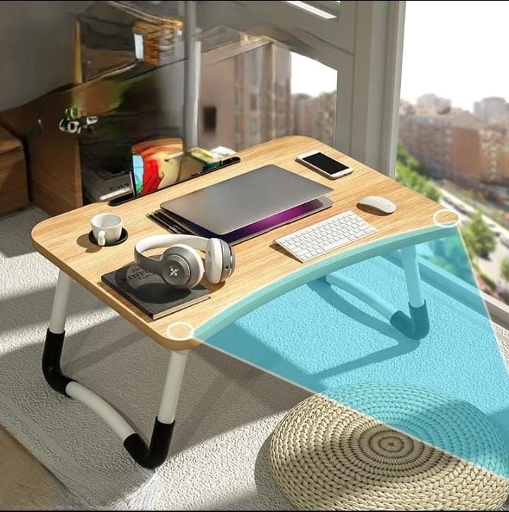 Multi-purpose foldable portable laptop /study desk table with tablet slot_0