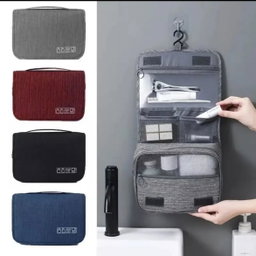 Portable cosmetic makeup toiletry bags with hooks