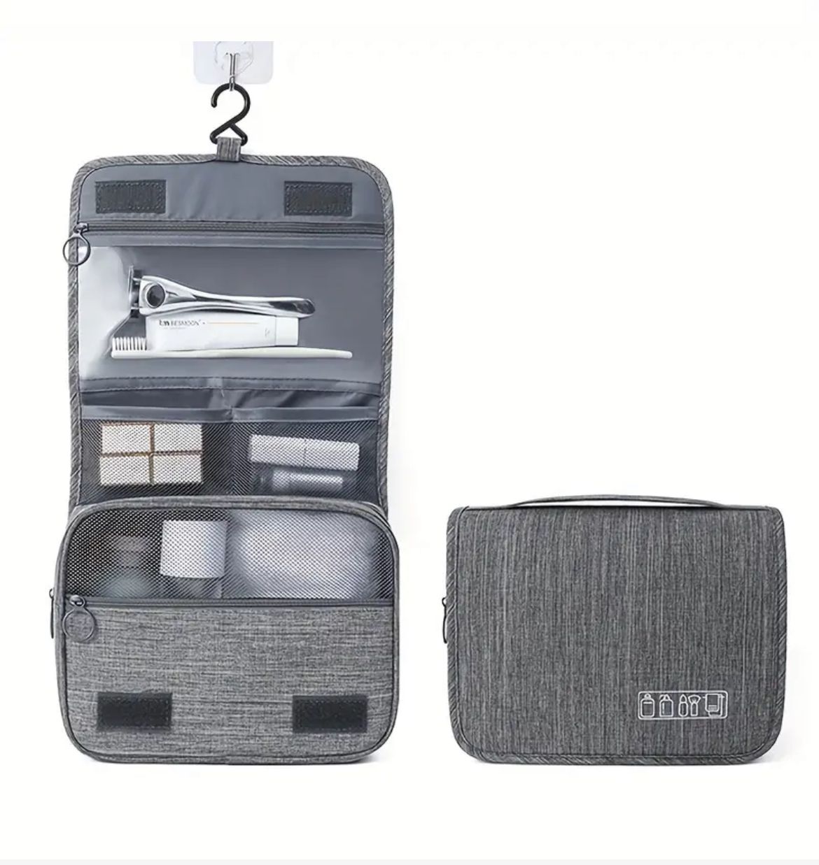 Portable cosmetic makeup toiletry bags with hooks_2