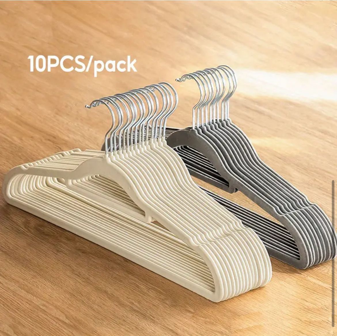 10 pcs Velvet Non-Slip Hangers with Tie Bar_0