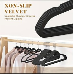 10 pcs Velvet Non-Slip Hangers with Tie Bar