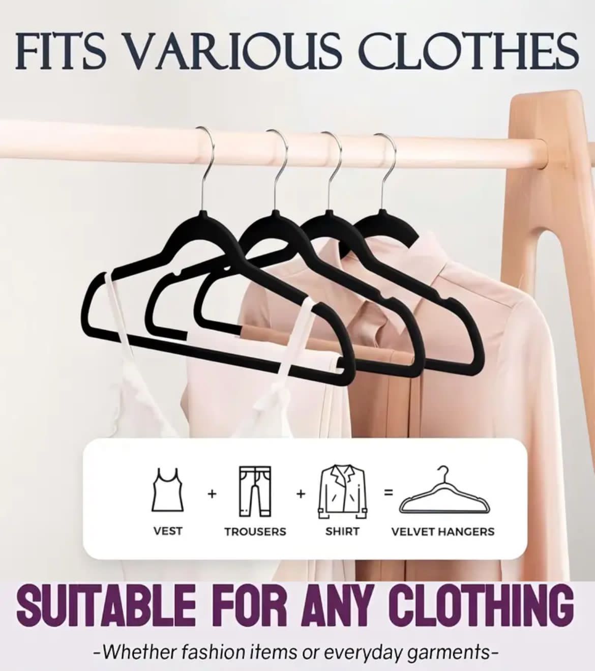 10 pcs Velvet Non-Slip Hangers with Tie Bar_3