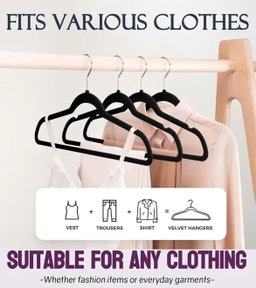 10 pcs Velvet Non-Slip Hangers with Tie Bar