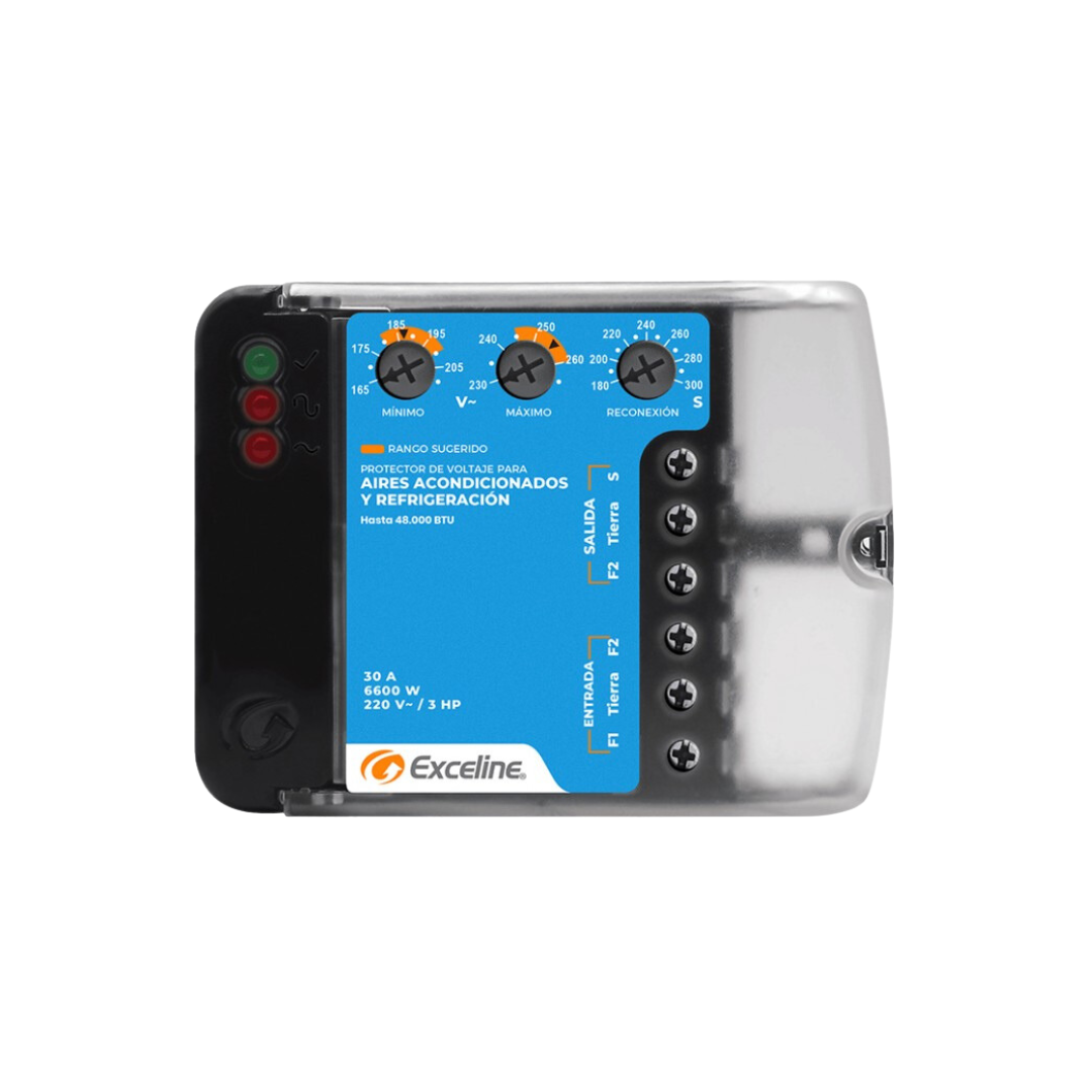 Protector contra alto y bajo voltaje para equipos de refrigeracion 220 vac GSM-R220B/3_1