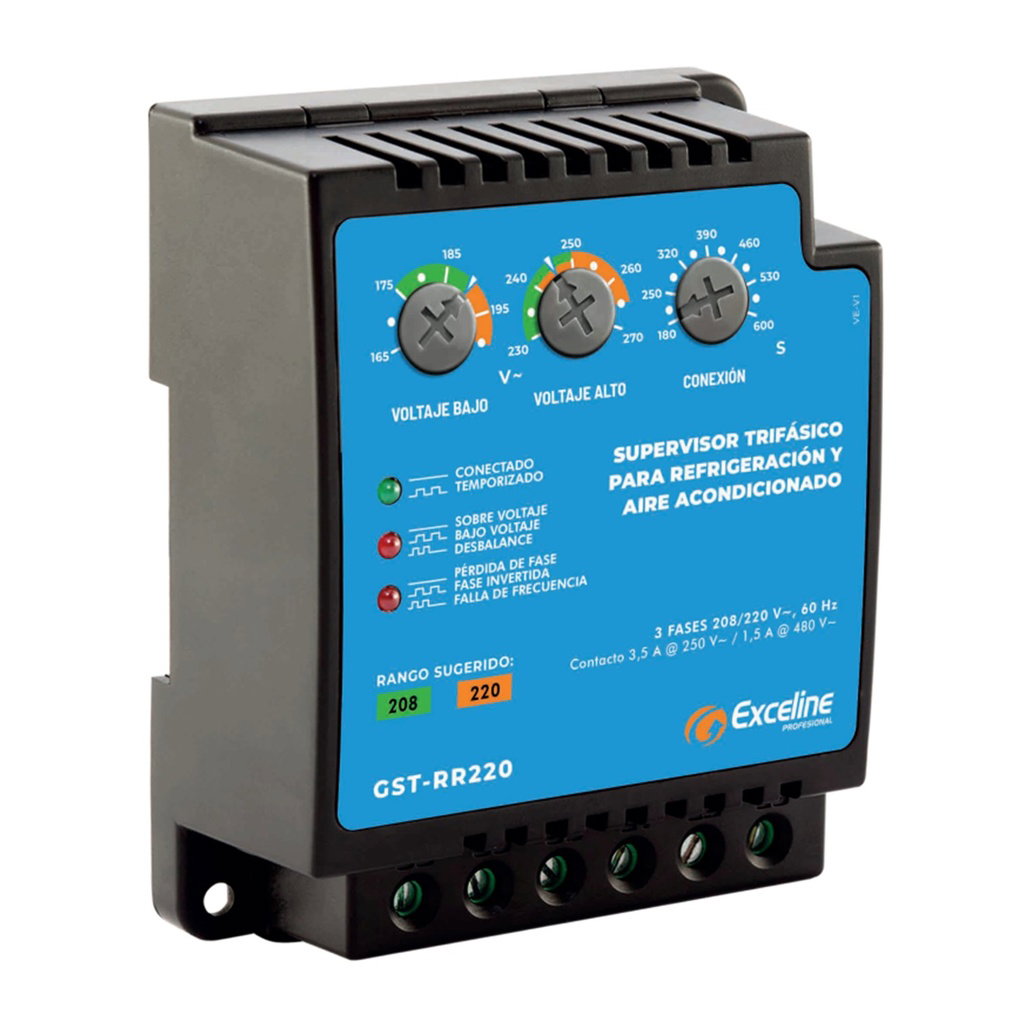 Supervisor de Voltaje Trifásico para Refrigeración y Aire Acondicionado 208V/220VGST-RR220_0