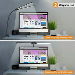 PULUZ Gooseneck Tube LED Fill Light Double Head Clip Desk Lamp (Black)