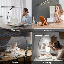 PULUZ Gooseneck Tube LED Fill Light Double Head Clip Desk Lamp (Black)