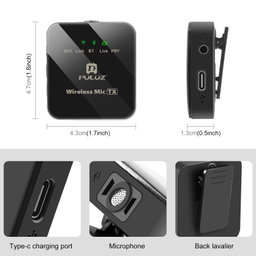 PULUZ 1 TX + 1 RX Wireless Lavalier Microphone (Black)