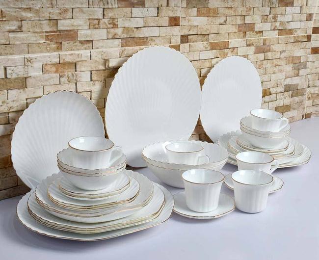 ✨ 40pcs Shell Gold Rimmed Dinner Set_0