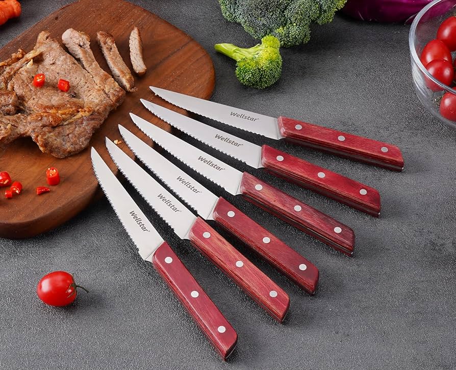 Ausbeinmesser high quality steak knife with wooden profile water proof handle pack of 6pcs_0