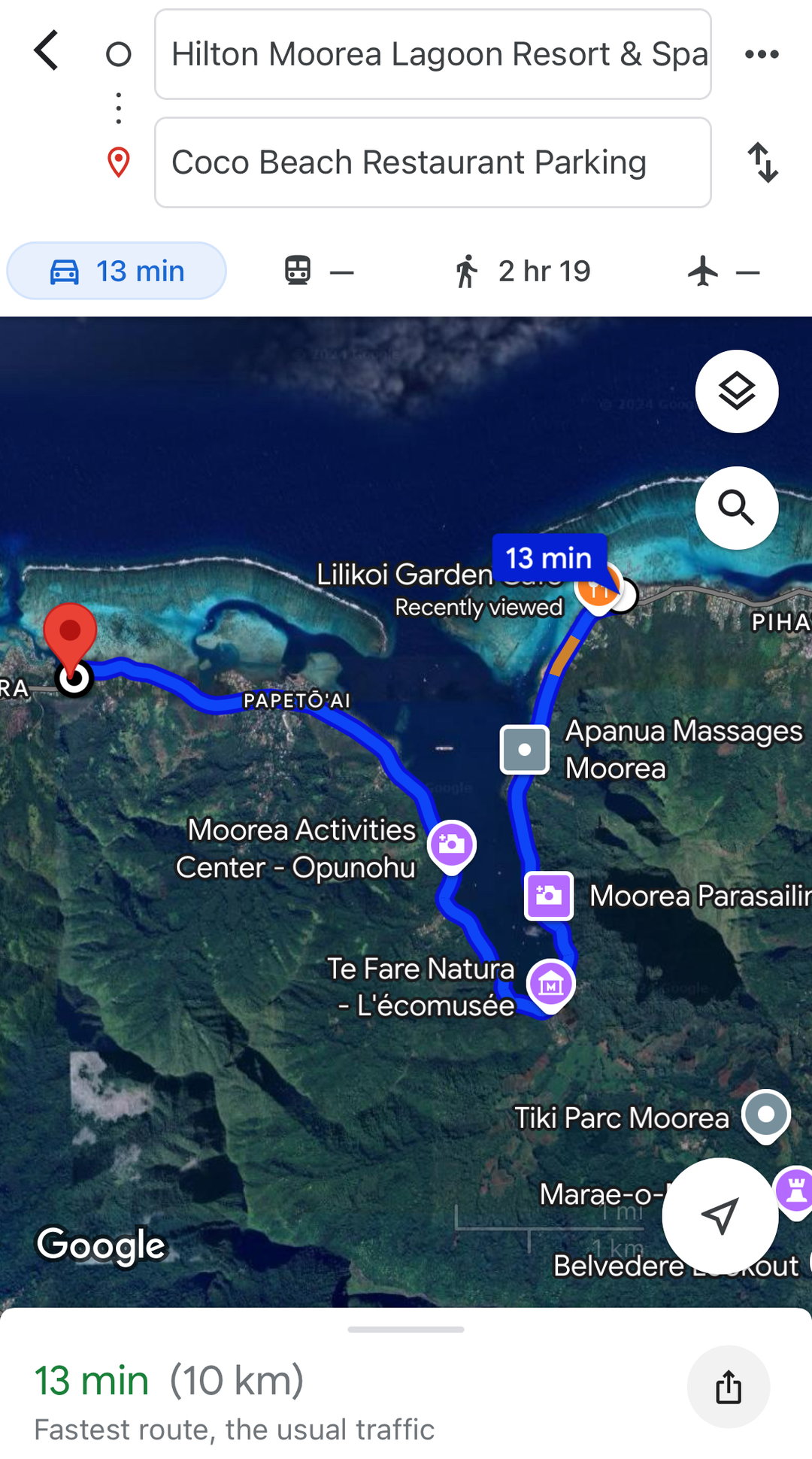Taxi Ride - Hilton to Cocobeach 