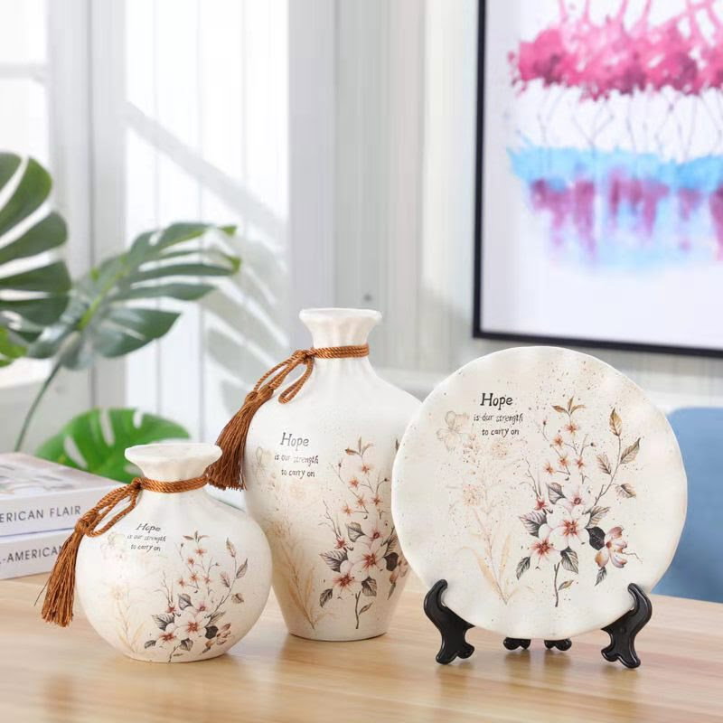 3PCs European ceramic flower vase living room decoration