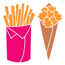 R783_Popcorn With French Fries Wall Stencil