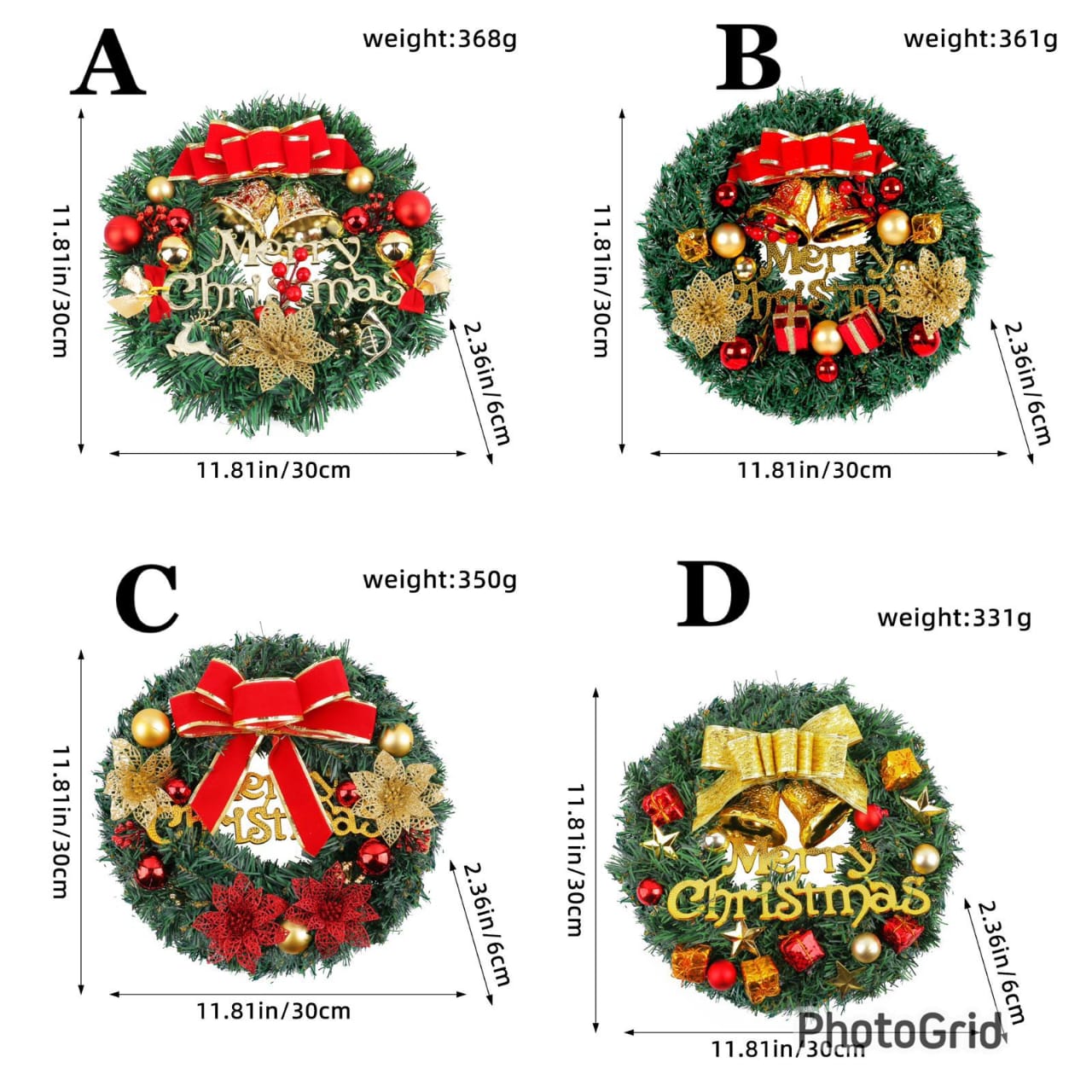30cm cypress Front Door Christmas Wreath_0