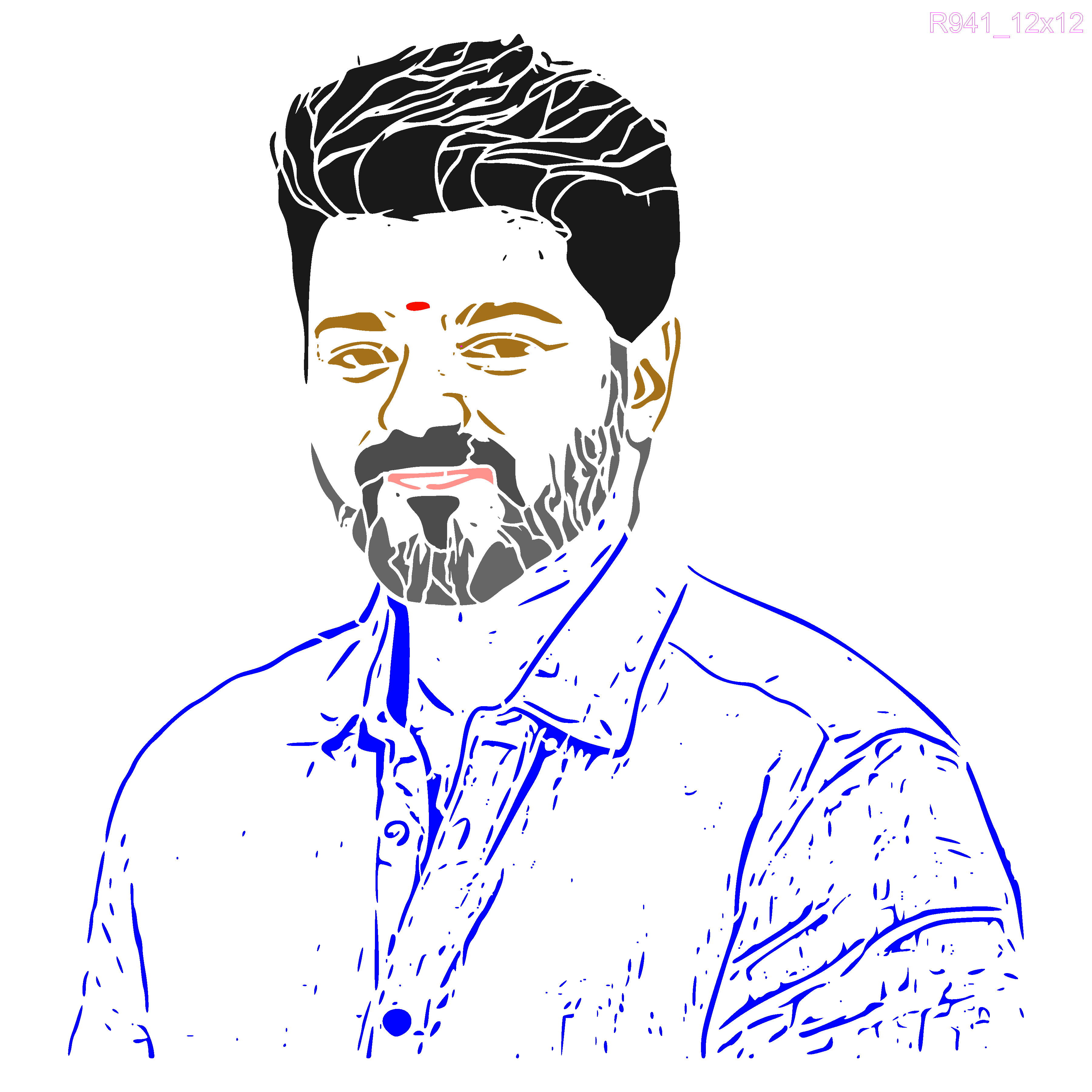 R941_Actor Vijay Wall Stencil