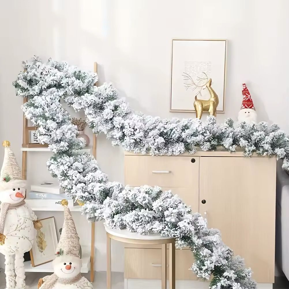 2.7Meters Christmas Snow Flocked Garland_0