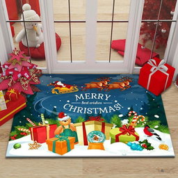 Merry Christmas Doormat Decorative Xmas Holiday Front Door Mat