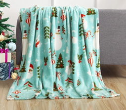 Flannel Christmas Throw Cozy Snowflake Elk Printed Winter Blanket