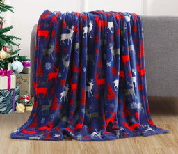 Flannel Christmas Throw Cozy Snowflake Elk Printed Winter Blanket