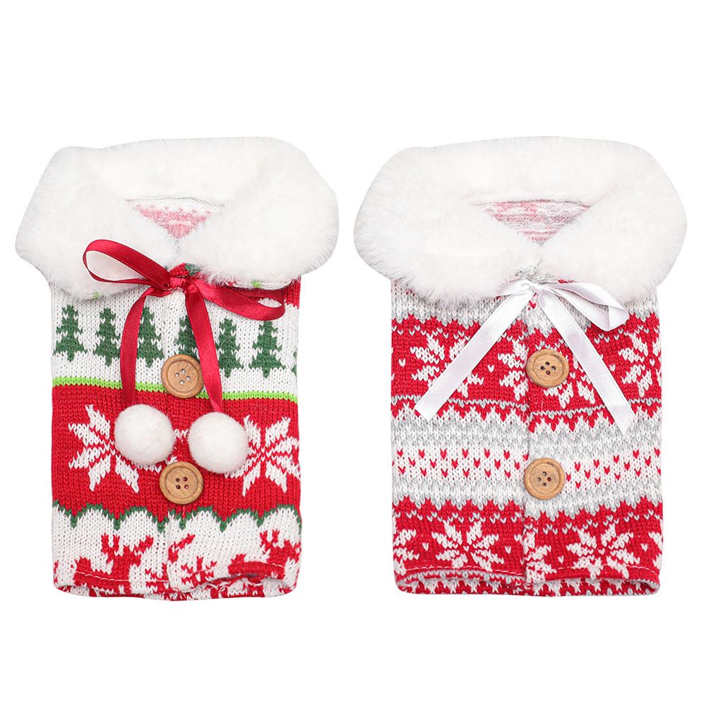 Fluffy Christmas Wine Bottle Cover Merry Christmas Decorations_1
