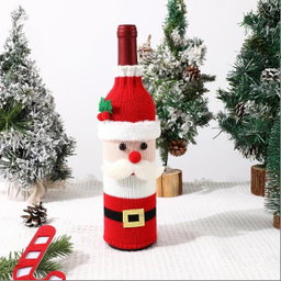 Woven Christmas Wine Bottle Cover Set Santa Snowman Woven Wine Bottle Bags