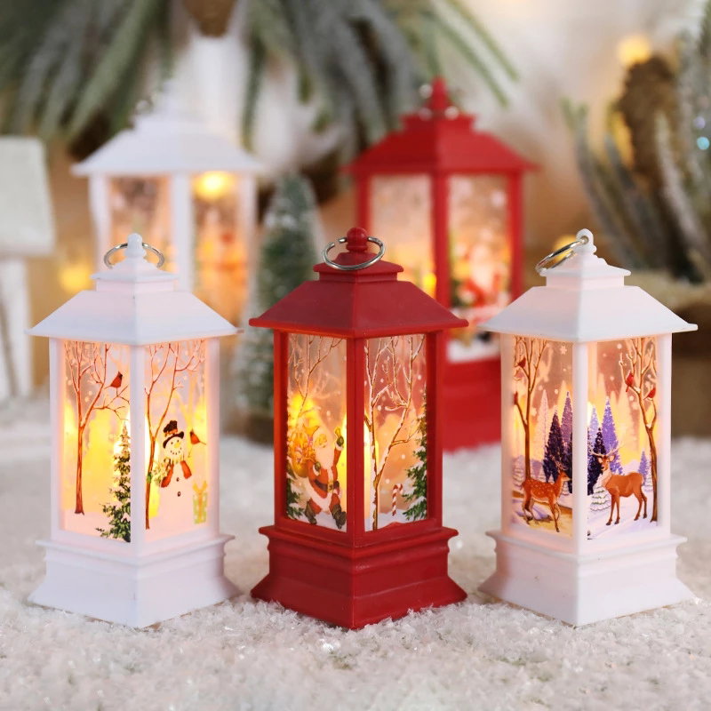 Santa Claus snowman lantern light _3
