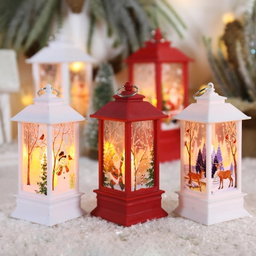 Santa Claus snowman lantern light 