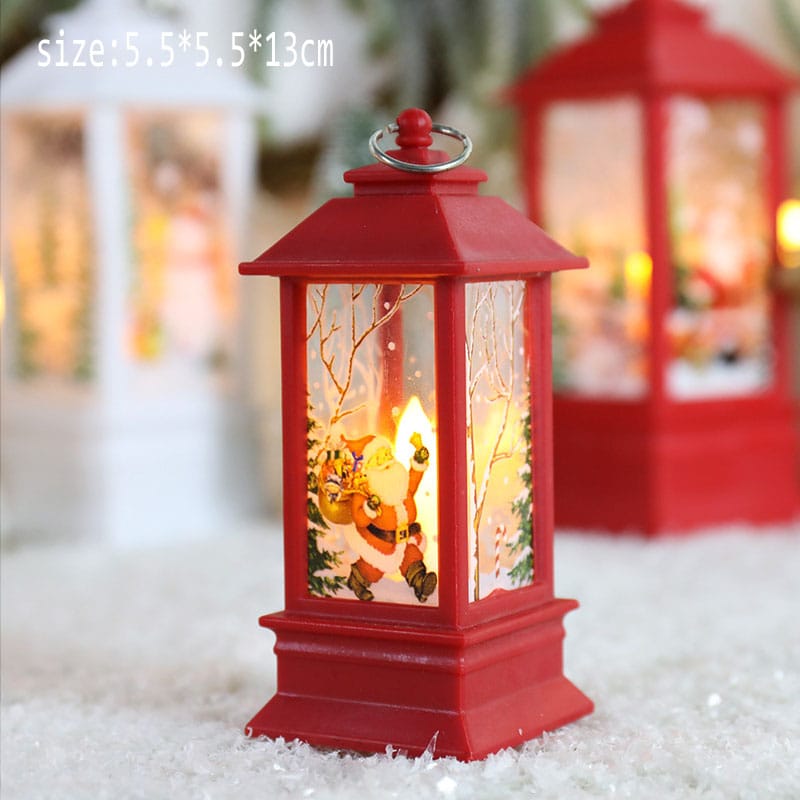 Santa Claus snowman lantern light 